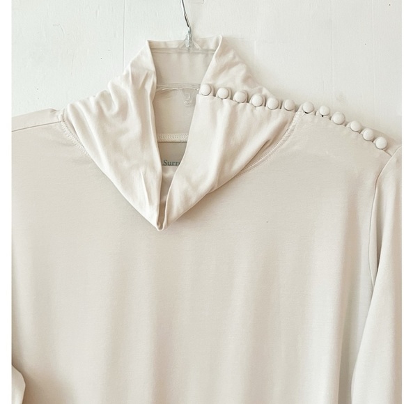 Soft Surroundings Cream Mockneck Top with Button Detail Size Medium - Picture 2 of 11